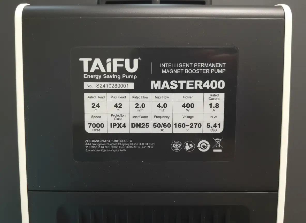 بوستر پمپ کم صدا هوشمند تایفو مدل MASTER400