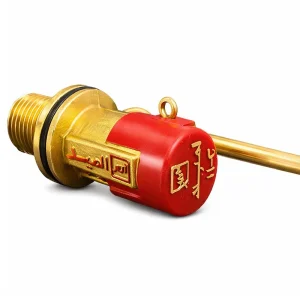 فلوتر برنجی امید – شناور برنجی با میله تنظیم سطح آب و درپوش قرمز، مناسب نصب در مخازن و تانکرهای آب